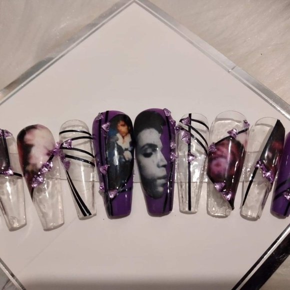 Prince Purple /Clear w purple flowers and gems - Picture 2 of 6